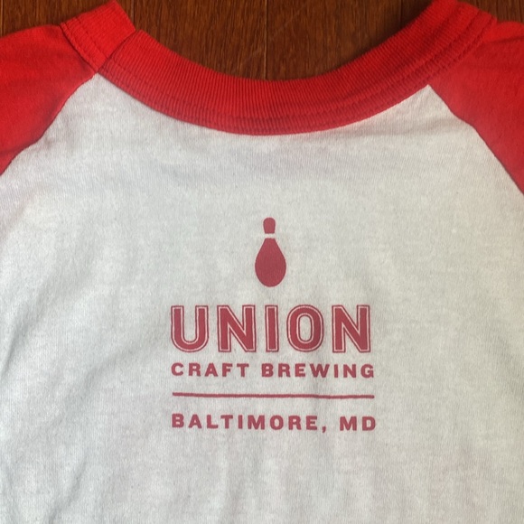 Union Craft Brewing 🎳Duckpin Pale Ale🎳3/4 Sleeve Baseball T-Shirt - Picture 4 of 11